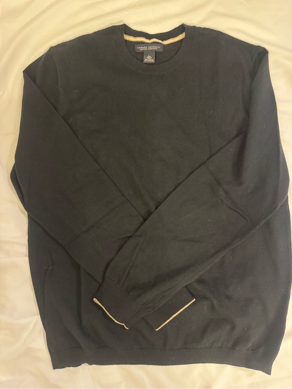 Black Cotton Cashmere Crewneck Sweater by Banana Republic